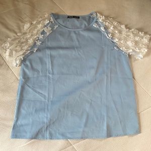 Blue butterfly short sleeve shirt from Shein